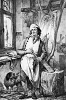 Butcher in his shop, abrahamvanstrij