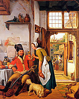 Interior with soldier and maid, abrahamvanstrij