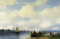 Arrival of Peter I on the Neva , 1853, aivazovsky