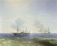 Battle of steamship Vesta and Turkish ironclad, 1877, aivazovsky