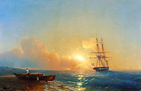 Fishermen on the coast of the sea, 1852, aivazovsky