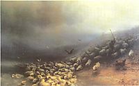 Flock of sheep at gale, 1861, aivazovsky