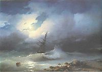 Rough sea at night, 1853, aivazovsky