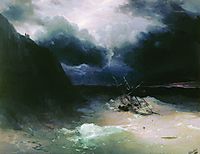 Sailing in a storm , 1881, aivazovsky