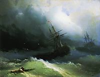 Ships in the stormy sea, 1866, aivazovsky