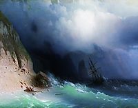 The Shipwreck near rocks, 1870, aivazovsky