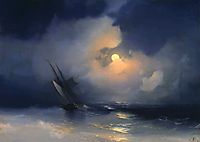 Storm at Sea on a Moonlit Night, aivazovsky