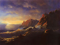 Tempest. Sunset, 1856, aivazovsky