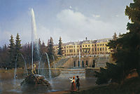 View of the Big Cascade in Petergof and the Great Palace of Petergof, 1837, aivazovsky