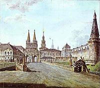 View of Moscow Near the Iversky Gate of the Kremlin, 1800, alekseyev