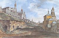 View of the Sovereign-s Palace and the Church of the Annunciation in the Rye yard, c.1805, alekseyev
