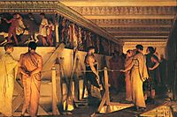 Phidias Showing the Frieze of the Parthenon to his Friends, 1868, almatadema