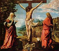 Crucifixion scene, Christ on the Cross with Mary and John, 1516, altdorfer