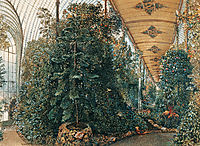 Interior view of the Palm House of Lednice Castle, 1842, altrudolf