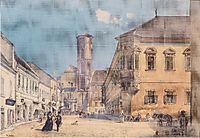 The parish church in Ofen, c.1845, altrudolf