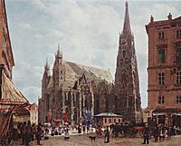 View of the Stephansdom from Stock im Eisen Platz, 1832, altrudolf
