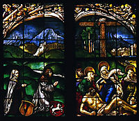 The stained glass windows in the home Hofer Family Chapel, baldung
