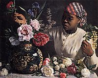 Negress with Peonies, 1870, bazille