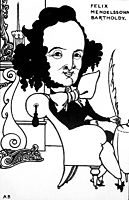 Caricature of Felix Mendelssohn, beardsley