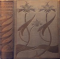 Front Cover and spine of Le Morte Darthur, beardsley