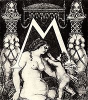 Initial M for Ben Jonson His Valpone, beardsley