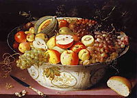 Still Life of fruit in a Wan-li Bowl, 1607, beert