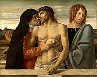 Dead Christ Supported by the Madonna and Saint John, 1460, bellini
