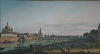 Dresden seen from right bank of the Elbe, below the Augustus Bridge, c.1750, bellotto