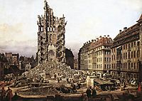 The Ruins of the old Kreuzkirche, Dresden, 1765, bellotto