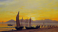 Boats Ashore at Sunset, bierstadt