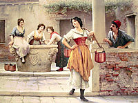 Flirtation at the Well, 1902, blaas