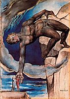 Antaeus setting down Dante and Virgil in the last circle of hell, 1827, blake