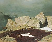 High mountains with chamoises, 1849, bocklin