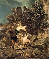 Pan frightening a shepherd, bocklin