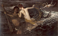 Triton carrying a nereid on his back, 1875, bocklin