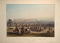 Encampment of the Piekann Indians, plate 43 from Volume 2 of -Travels in the Interior of North America-, 1844, bodmer