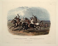 Horse Racing of Sioux Indians near Fort Pierre, plate 30 from Volume 1 of -Travels in the Interior of North America-, 1843, bodmer