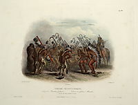 Ischohä Kakoschochatä Dance of the Mandan Indians, plate 25 from Volume 2 of -Travels in the Interior of North America-, 1843, bodmer