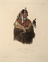 Mándeh Páhchu, a Young Mandan Indian, plate 24 from Volume 1 of -Travels in the Interior of North America-, 1843, bodmer