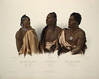 A Missouri Indian, an Oto Indian and the Chief of the Puncas, plate 7 from -Travels in the Interior of North America-, 1844, bodmer