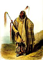 Pehriska Ruhpa Minatarre or Big Bellied Indian, 1834, bodmer