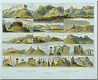 Remarkable Hills on the Upper Missouri, plate 34 from Volume 2 of -Travels in the Interior of North America- , 1843, bodmer