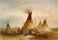 Sioux teepee from Volume 1 of -Travels in the Interior of North America-, 1833, bodmer