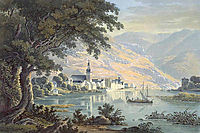 The town Zell on the Moselle River in Germany, 1841, bodmer