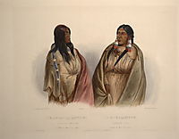 Woman of the Snake tribe and woman of the Cree tribe, plate 33  from Volume 1 of -Travels in the Interior of North America-, 1832, bodmer