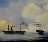 Action between Russian steam firgate Vladimir and Turkish steam frigate Pervaz in Bahri of November5, 1853, bogolyubov