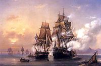 Capturing of Swedish 44 gun frigate Venus by Russian 22 gun cutter Merkuriy of June 1, 1789, 1845, bogolyubov