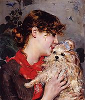 The actress Rejane and her dog , c.1885, boldini