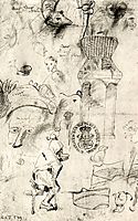 Various sketches and a beggar, 1516, bosch