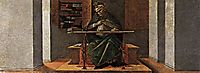 St Augustine in his Study, predella panel from the Altarpiece of St Mark, 1490, botticelli